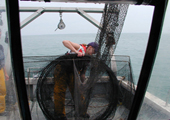 Setting Fyke Net in Lake Michigan